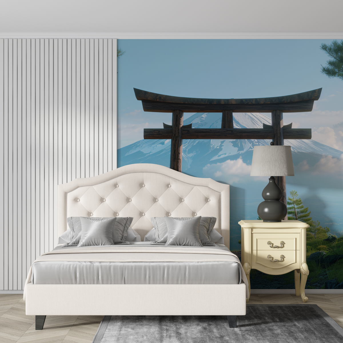 Japanische Tapete - Torii mit Blick auf die Berge