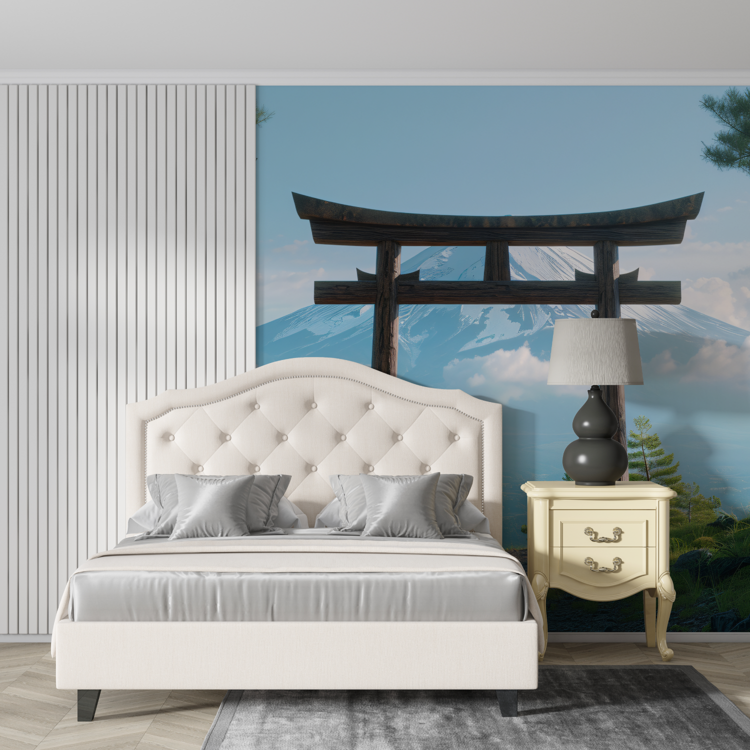 Papier Peint Illustration - Sanctuaire Japonais sous la Brume