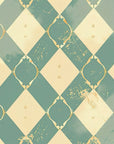 Papier Peint Géométrique - Vert Clair Et Doré