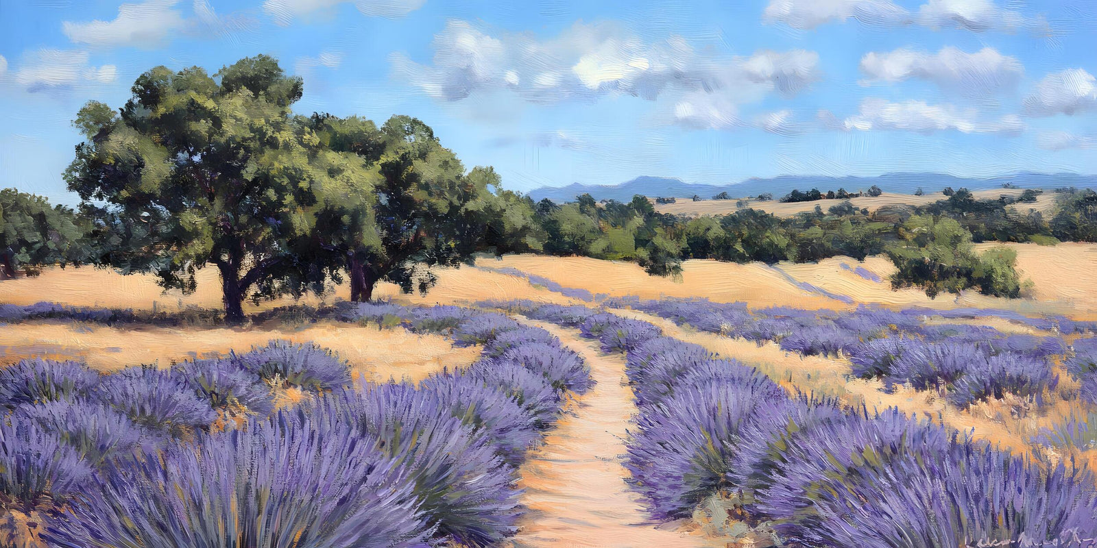 Papier peint campagne - sentier des lavandes