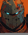 Papier peint pop art - guerrier armé sur fond orange