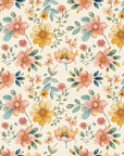 Papier peint fleuri - millefleurs jaune rétro