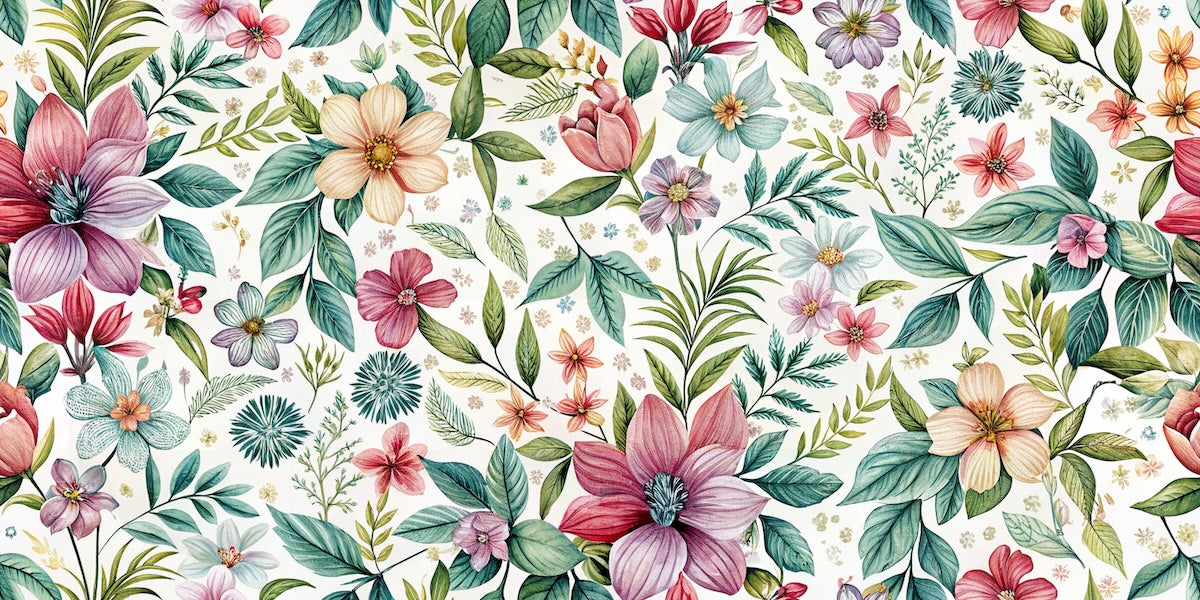 Papier peint fleuri - tulipes champêtres modernes