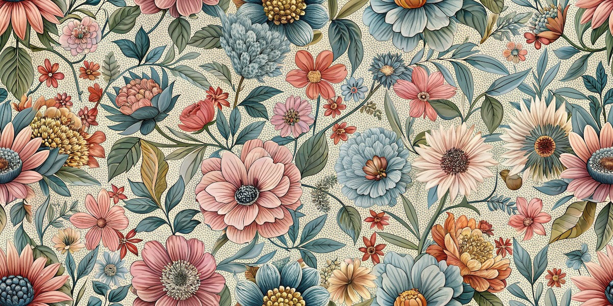 Papier peint fleuri - tapisserie de fleurs anglaises