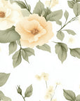 Papier peint fleuri - roses d'antan crème