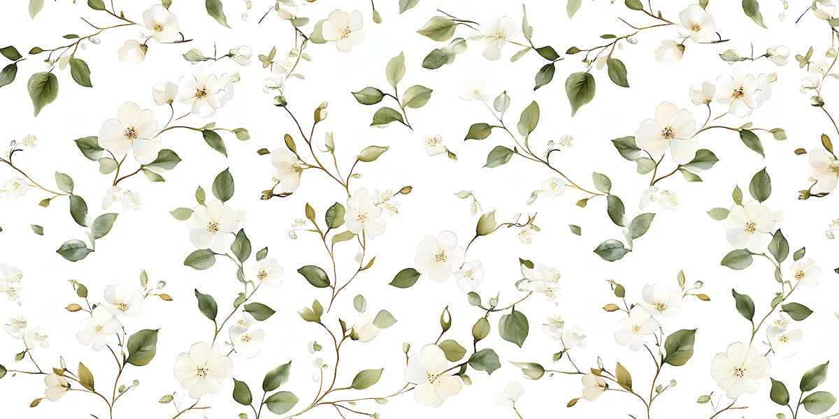 Papier peint fleuri - délicat feuillage champêtre
