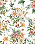 Papier peint fleuri - millefleurs champêtre frais
