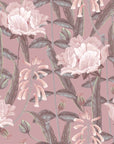 Papier peint fleuri - lin gravé rétro