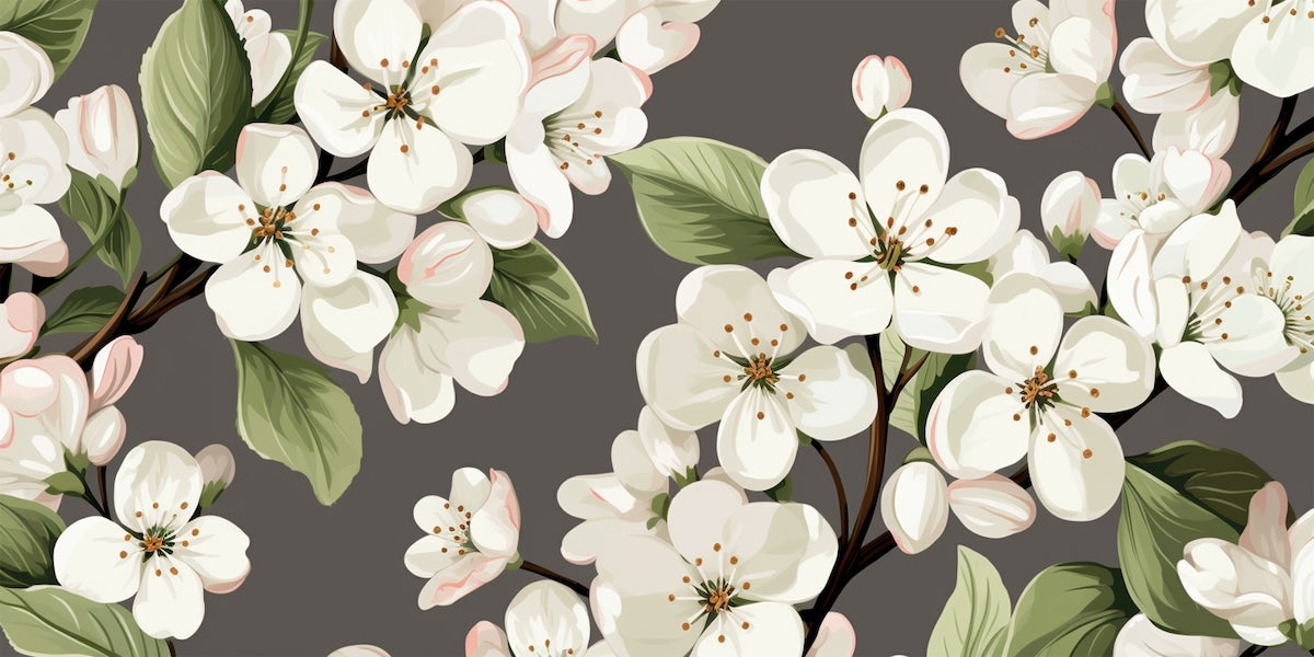 Papier peint fleuri - branches de cerisier rétro