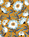 Papier peint fleuri - marguerites ocre rétro