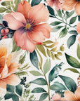 Papier peint fleuri - pivoines orange rétro