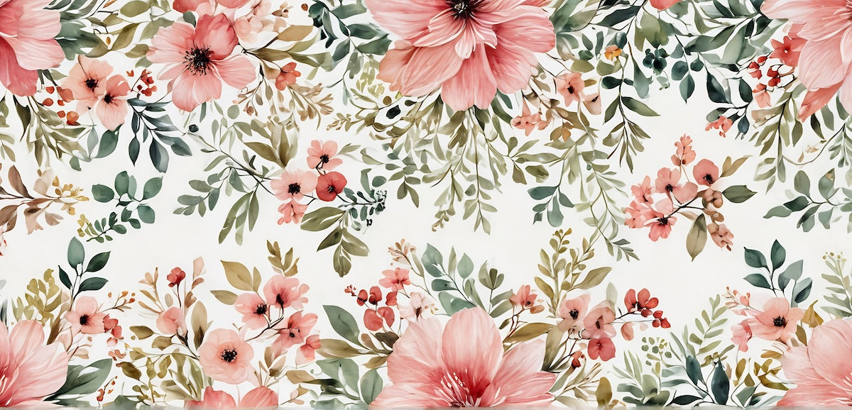 Papier peint fleuri - roses sauvages champêtres