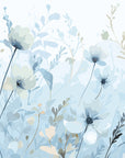 Papier Peint Abstrait - Fleurs Bleues Pastel