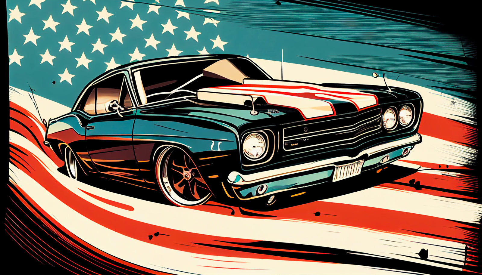 Vintage wallpaper – Stylized American car