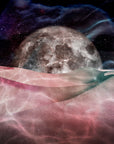 Space wallpaper – Dreamlike moon with pink dunes