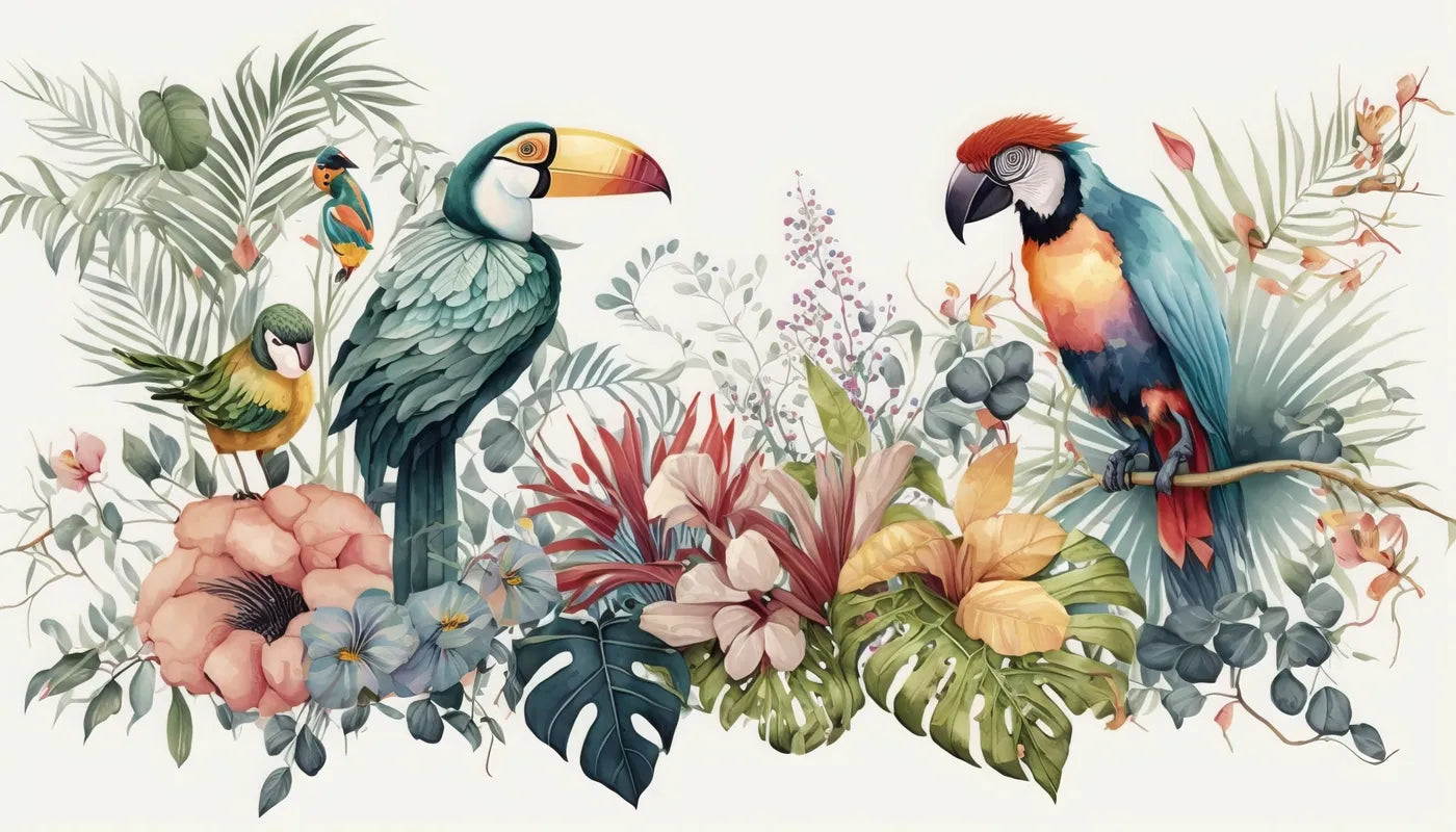Animal Wallpaper - Delicately Painted Parrots