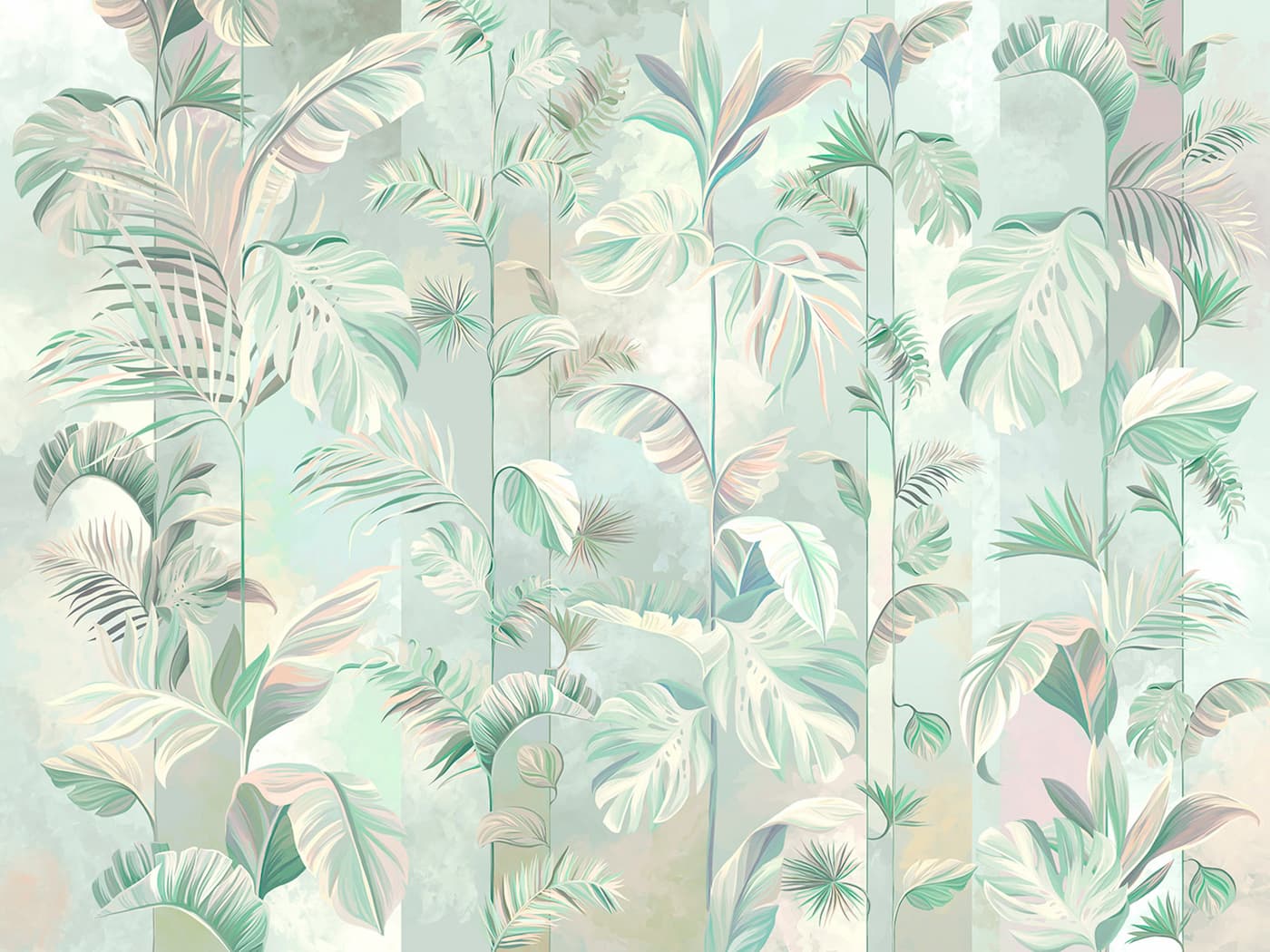 Papier Peint Feuillage - Jungle Pastel