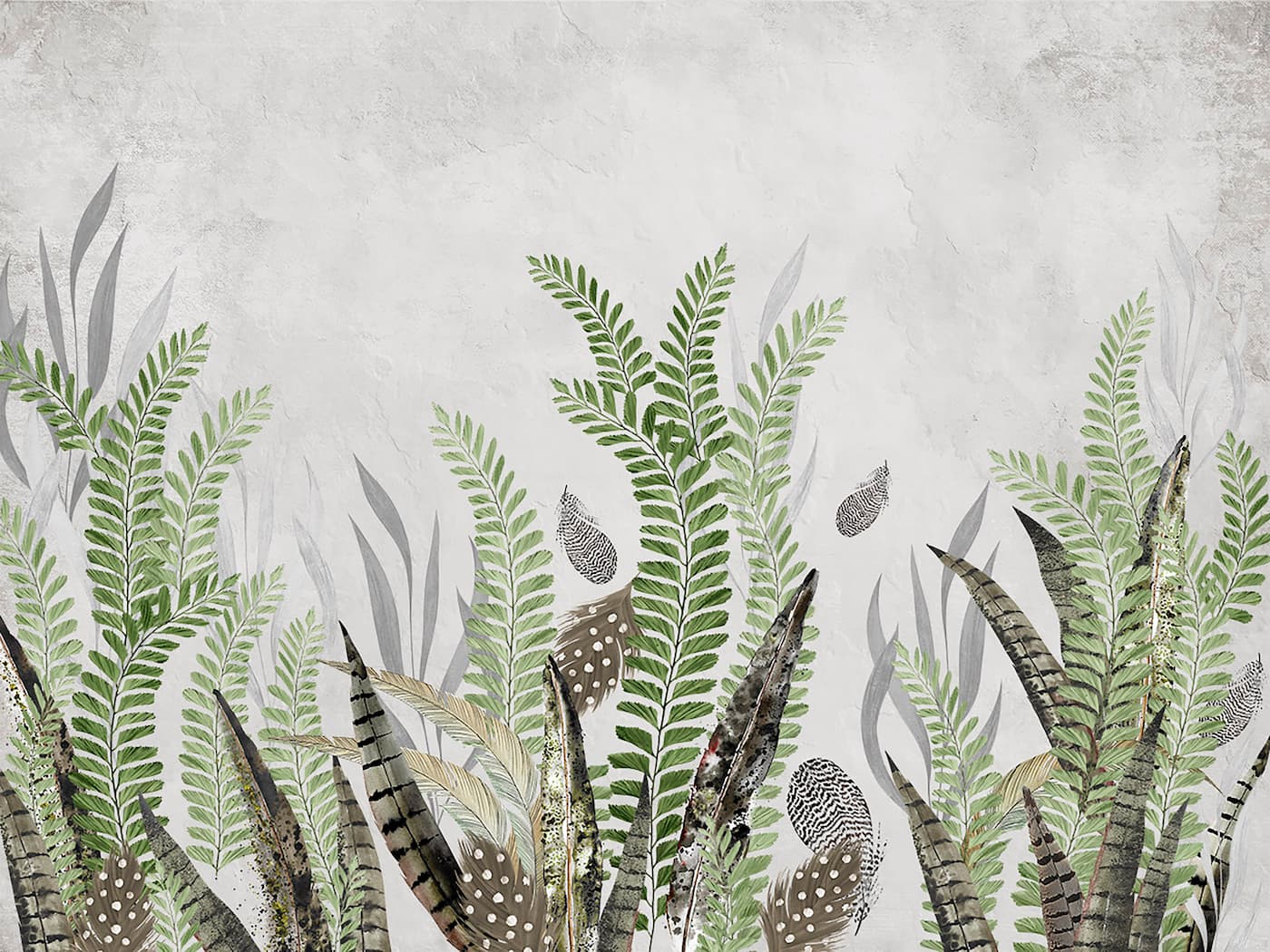 Papier Peint Feuillage - Fougères et Plumes Naturelles