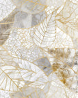 Papier Peint Feuillage - Or et Marbre