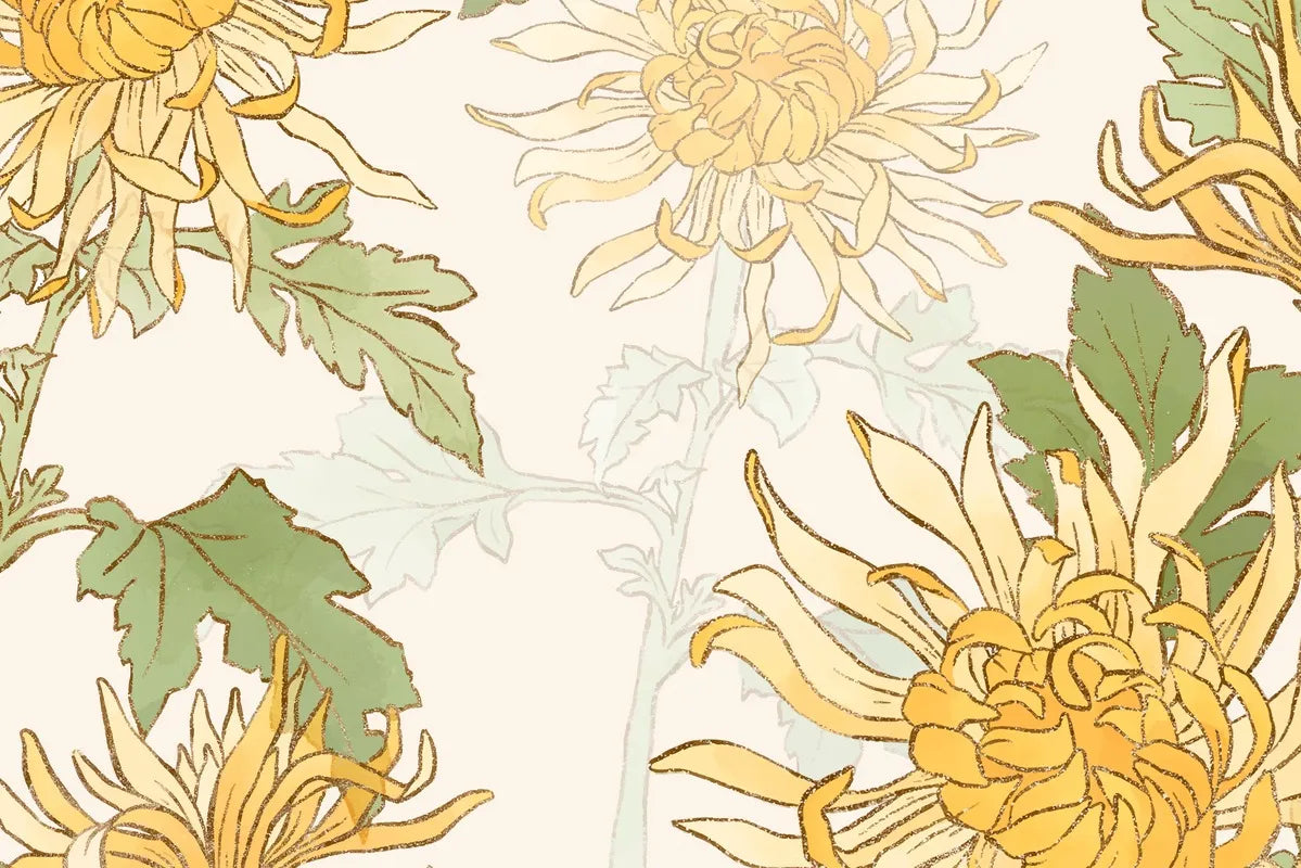 Japanese Wallpaper - Elegant Chrysanthemums