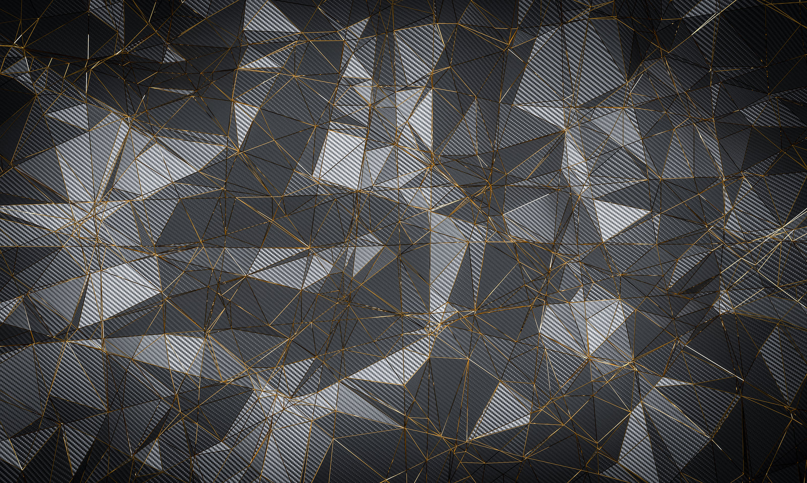 Geometric wallpaper – Carbon and gold polygonal pattern