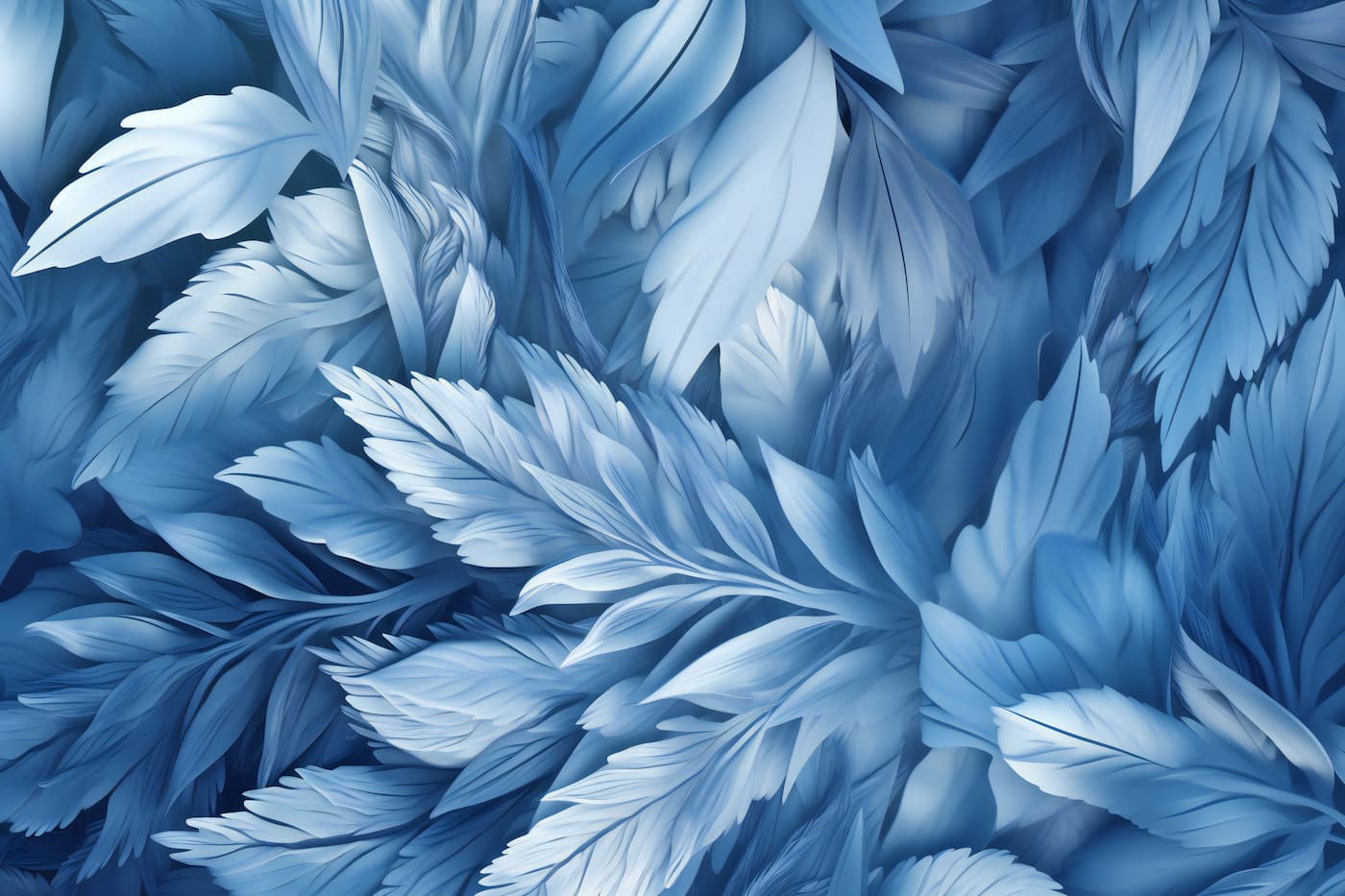 Foliage Wallpaper - Undulating Blue Leaves