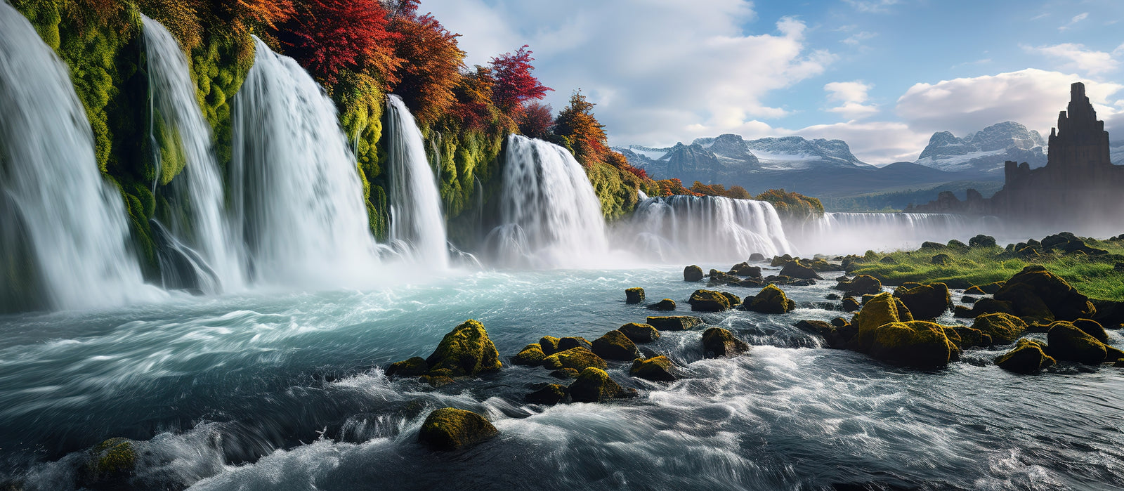 Papier peint cascades - chutes majestueuses