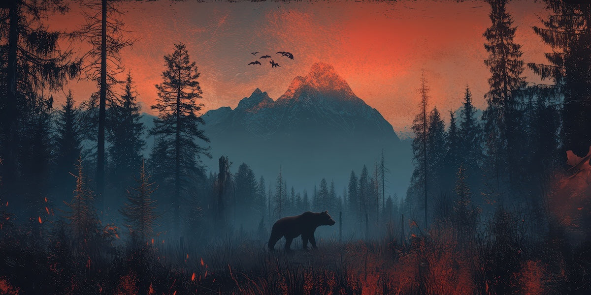 Papier peint animaux - ours brun au crépuscule