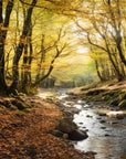 Papier Peint Forêt - Chemin Doré en Automne