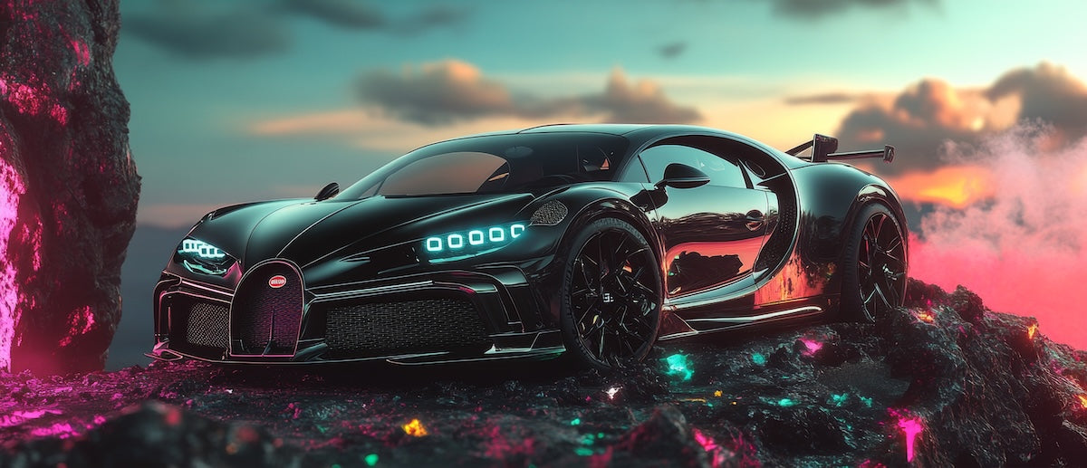 Papier peint voitures - voiture de sport noire de nuit