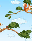 Children's wallpaper – Mischievous squirrels in the trees
