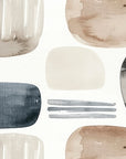 Papier peint abstrait - galets et formes géométriques neutres