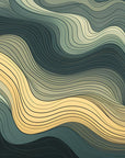 Papier Peint Abstrait - Vagues Jaunes Et Vertes