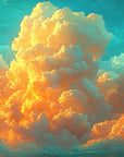 Papier peint nature - grands nuages illuminés par le soleil