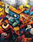 Papier peint graffiti - fresque murale relief multicolore