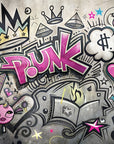 Papier peint graffiti - dessins urbains gris et rose
