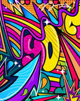 Papier peint graffiti - flèches et lettrages dynamiques multicolores
