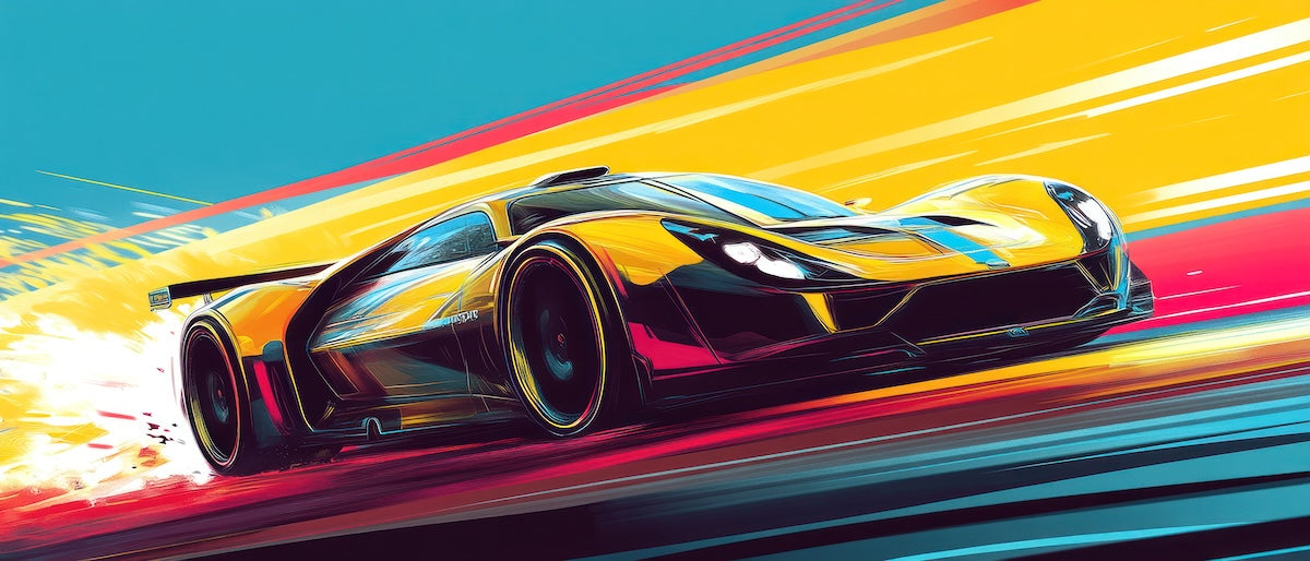 Papier peint voitures - voiture de sport futuriste jaune