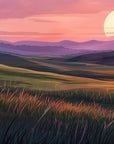 Papier Peint Paysage - Plaine Coucher De Soleil