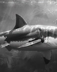 Papier peint animaux - requin blanc majestueux en noir et blanc