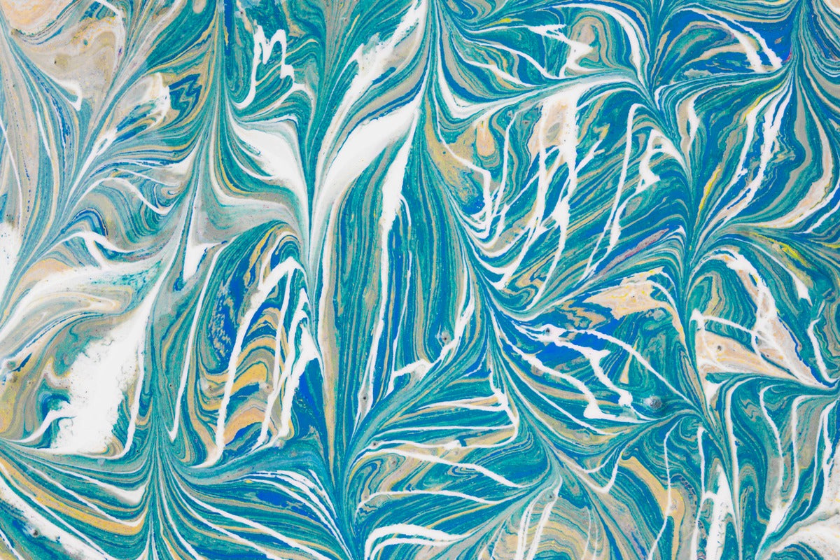 Papier Peint Artistique -  Coups de pinceau verts et blancs