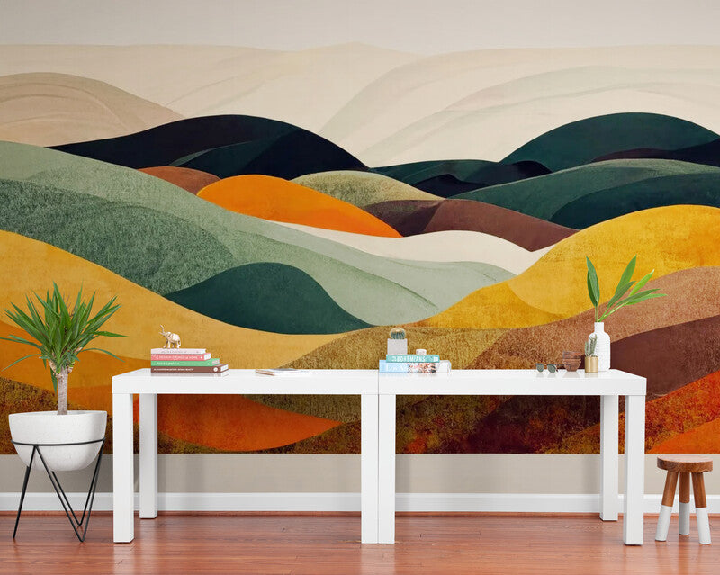 Papier Peint Abstrait - Montagnes En Couleurs Vibrantes