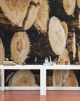 Papier Peint Bois - Tranches de Bois Rustiques