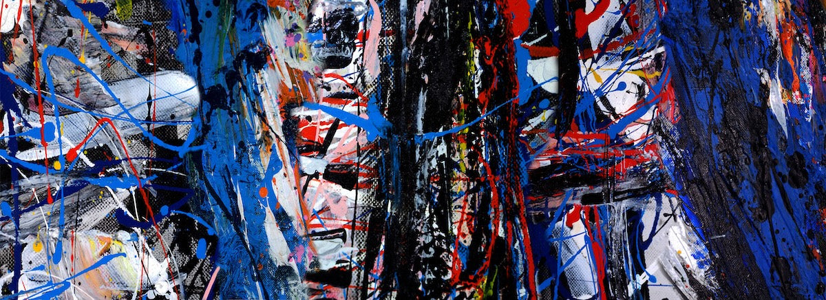 Papier peint graffiti - peinture abstraite bleue et noire