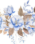 Papier peint fleuri - frise de fleurs bleues