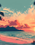 Papier Peint Rétro - Plage Coucher De Soleil