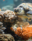 Papier peint animaux - tortue de mer se posant sur le récif