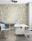 Papier Peint Panoramique - Feuillage Doré Élégant