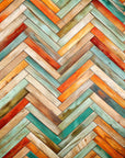 Papier Peint Bois - Chevron Coloré