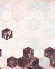 Papier Peint Pierre - Hexagones en Marbre